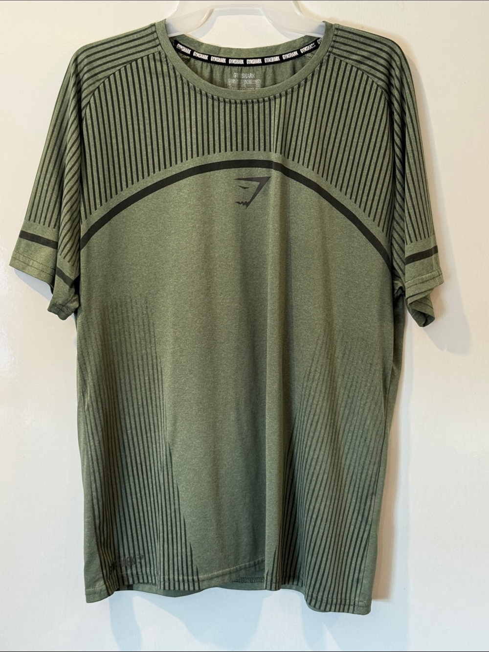 Gymshark Olive Green Striped Training Tee